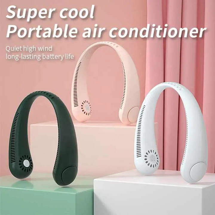 2 Pcs Blue Portable Neck Fan | Hands-Free Personal Fan | Quiet & Adjustable | Ideal for Outdoor & Indoor Use