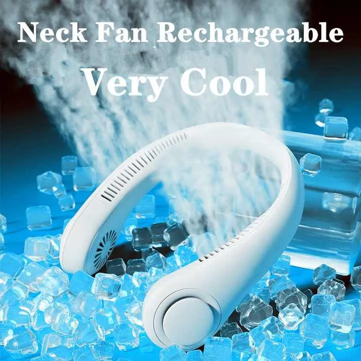 2 Pcs Blue Portable Neck Fan | Hands-Free Personal Fan | Quiet & Adjustable | Ideal for Outdoor & Indoor Use