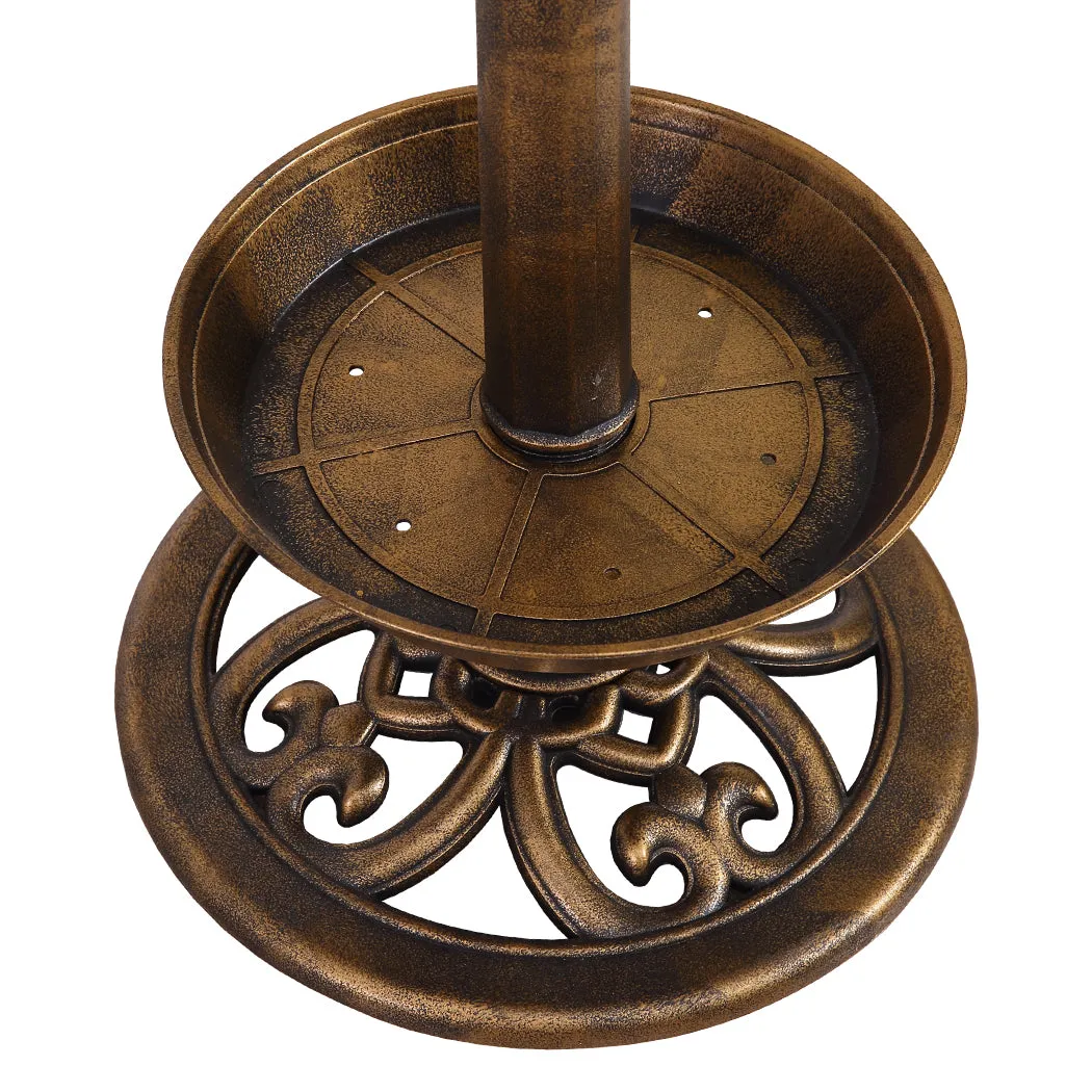 2x Ornamental  Garden Decor Bird Bath Feeding Station Food Feeder Solar Light
