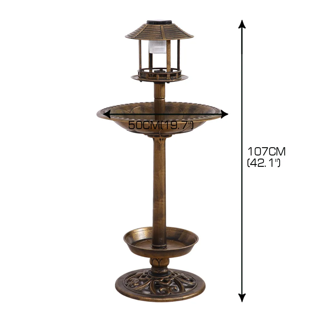 2x Ornamental  Garden Decor Bird Bath Feeding Station Food Feeder Solar Light