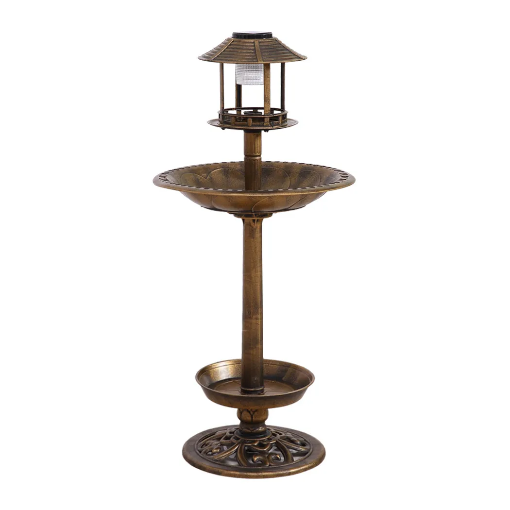 2x Ornamental  Garden Decor Bird Bath Feeding Station Food Feeder Solar Light