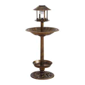 2x Ornamental  Garden Decor Bird Bath Feeding Station Food Feeder Solar Light