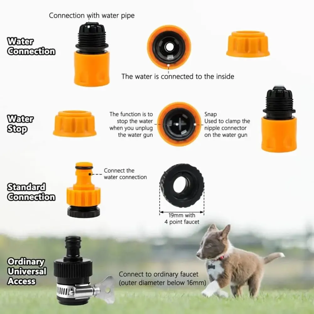 5 Pieces Pet Bathing Tool Set Include Hose Spray Nozzle Livestock Foamer Soap Dispenser Connectors for Dog Bathing