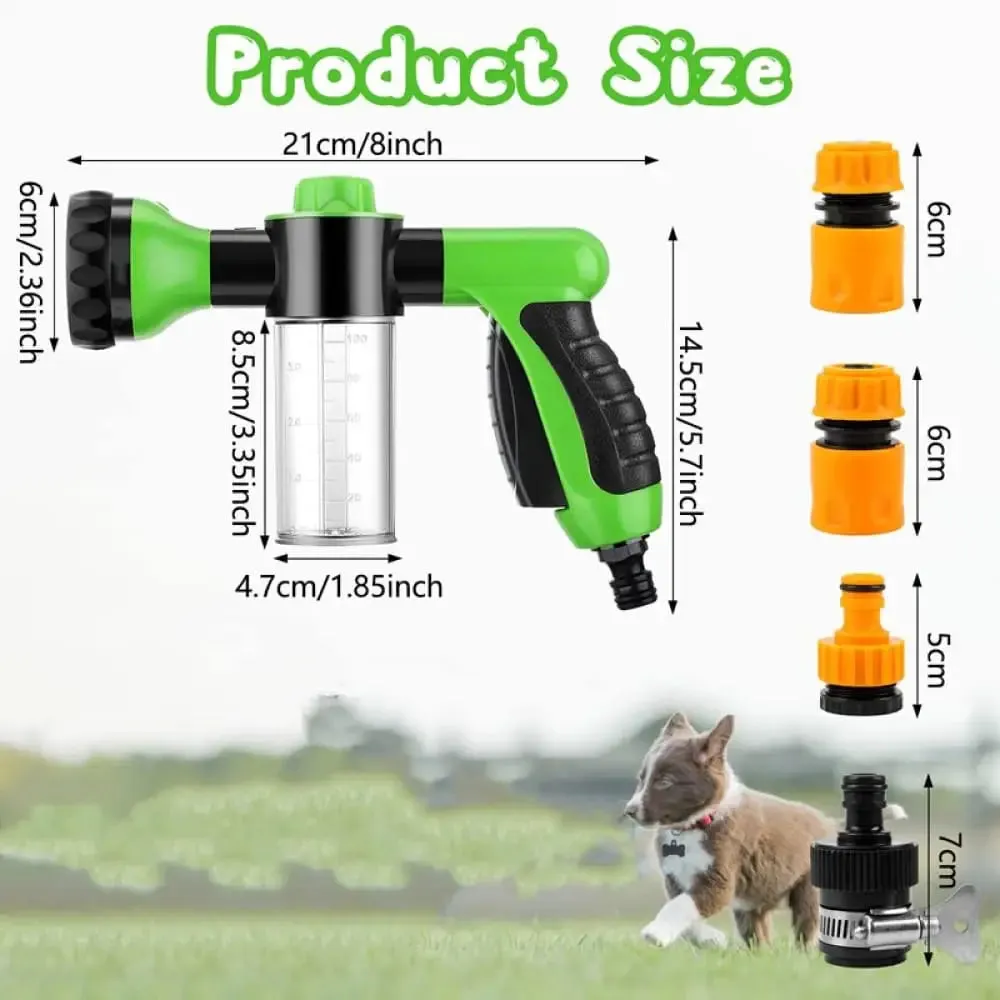 5 Pieces Pet Bathing Tool Set Include Hose Spray Nozzle Livestock Foamer Soap Dispenser Connectors for Dog Bathing