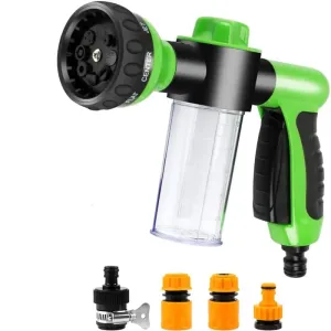 5 Pieces Pet Bathing Tool Set Include Hose Spray Nozzle Livestock Foamer Soap Dispenser Connectors for Dog Bathing