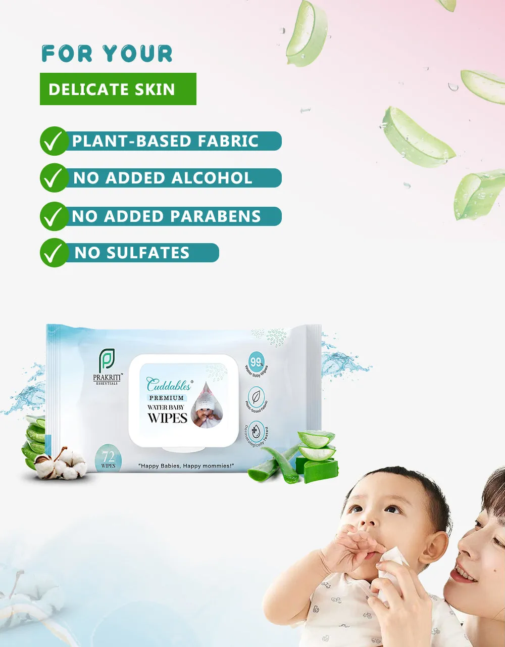99% Pure Water Baby Wipes - Super Saver Pack (144 Wipes) | Free Shipping