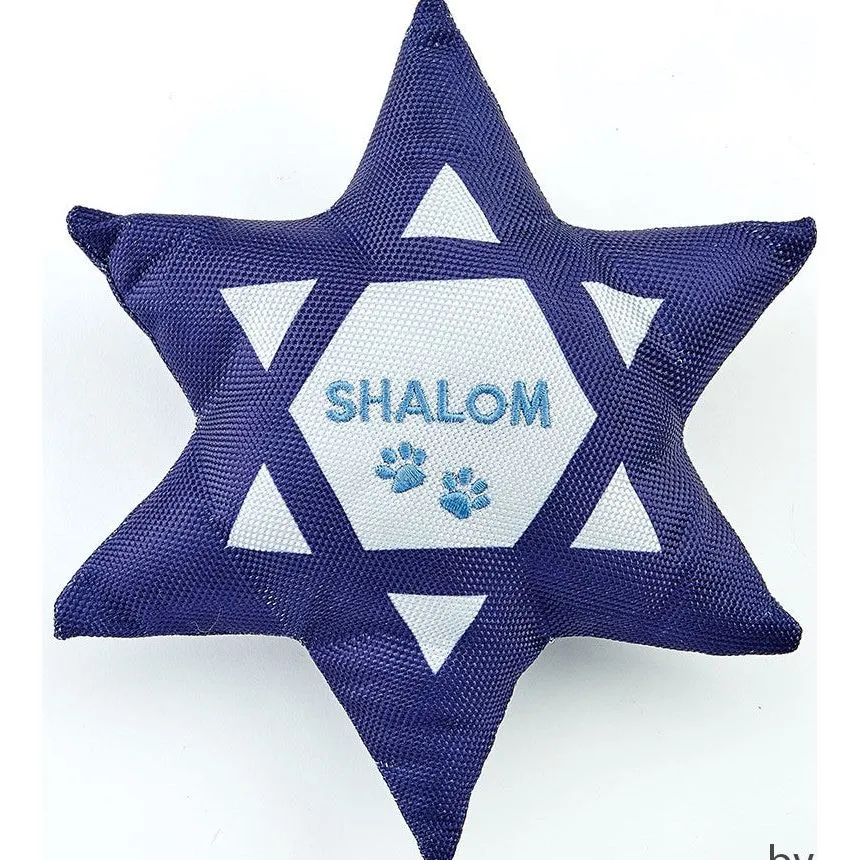 Chewdaicaâ"¢ "Shalom" Star of David Squeaky Dog Toy