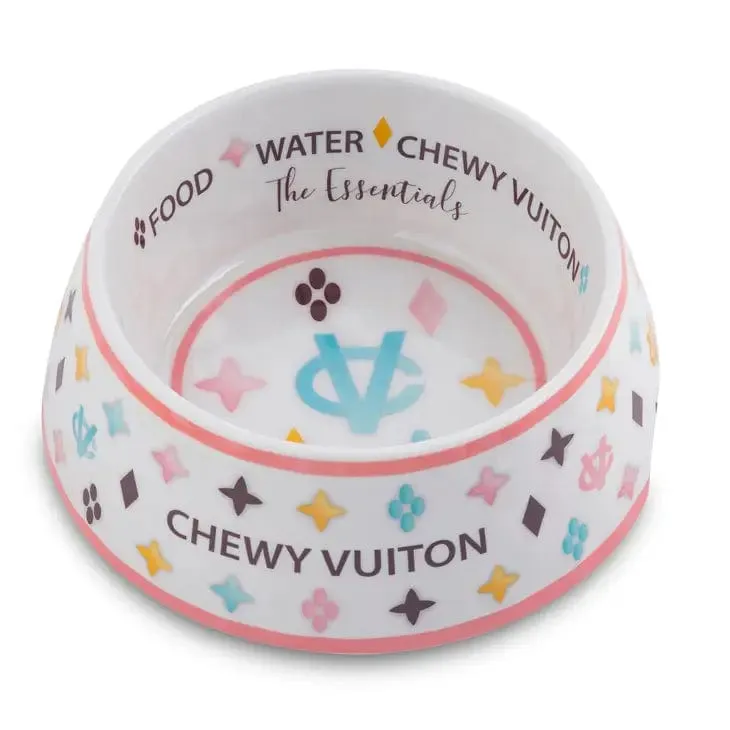 Chewy Vuiton Bowls & Placemat Set Classic Checker or White with Pastels