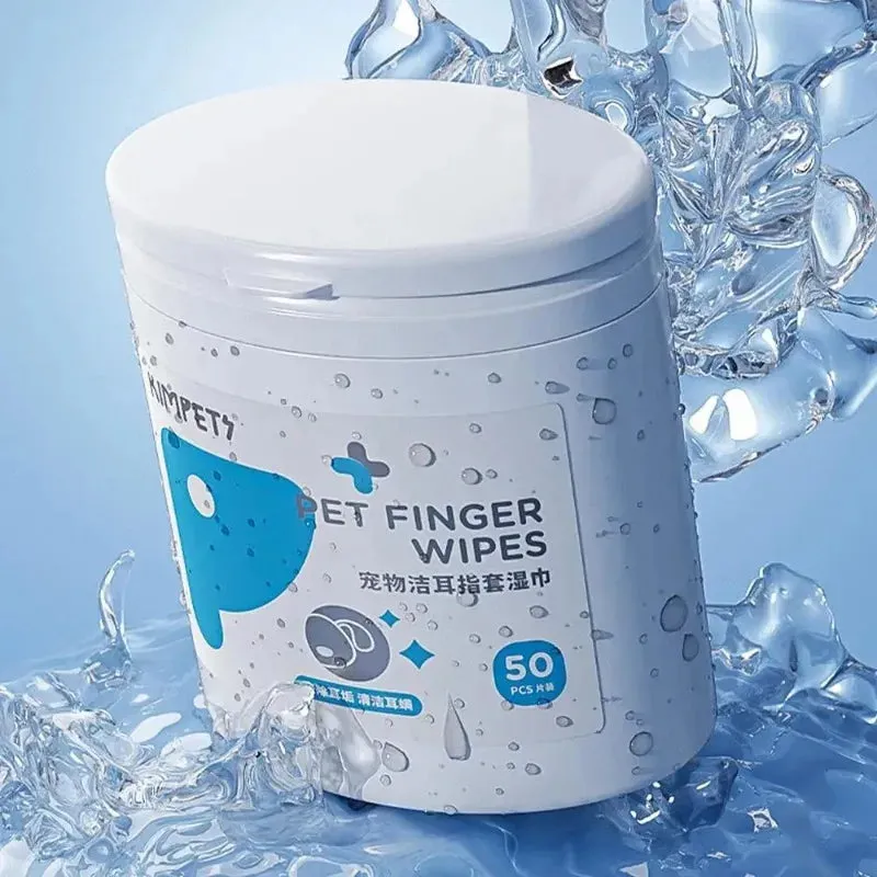 Dog Teeth Cleaning Finger Wipes Disposable Finger Wet Wipes Super Soft Oral Care Toothbrushes 50Pcs Dog Ear Wipes Pet Supplies