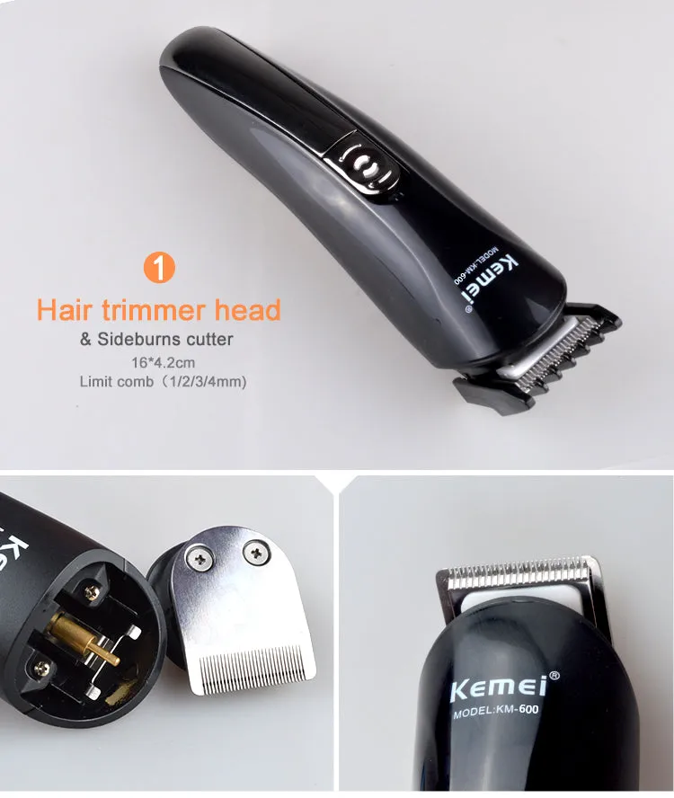 Kemei600 6 in 1 hair trimmer titanium hair clipper electric shaver beard trimmer men styling tools shaving machine cutting