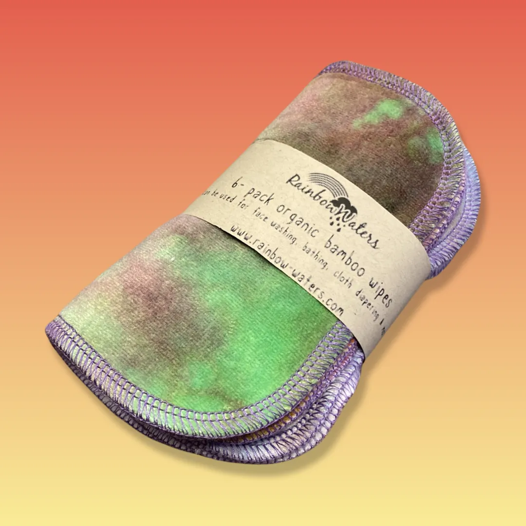 Rainbow Waters Tie Dye Organic Bamboo Wipes - Rainbow Crayons  :: 6 pack