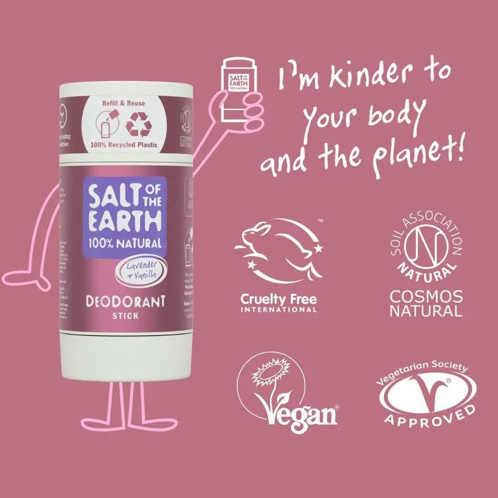 Salt of The Earth Natural Deodorant Stick (Refillable) - Lavender & Vanilla