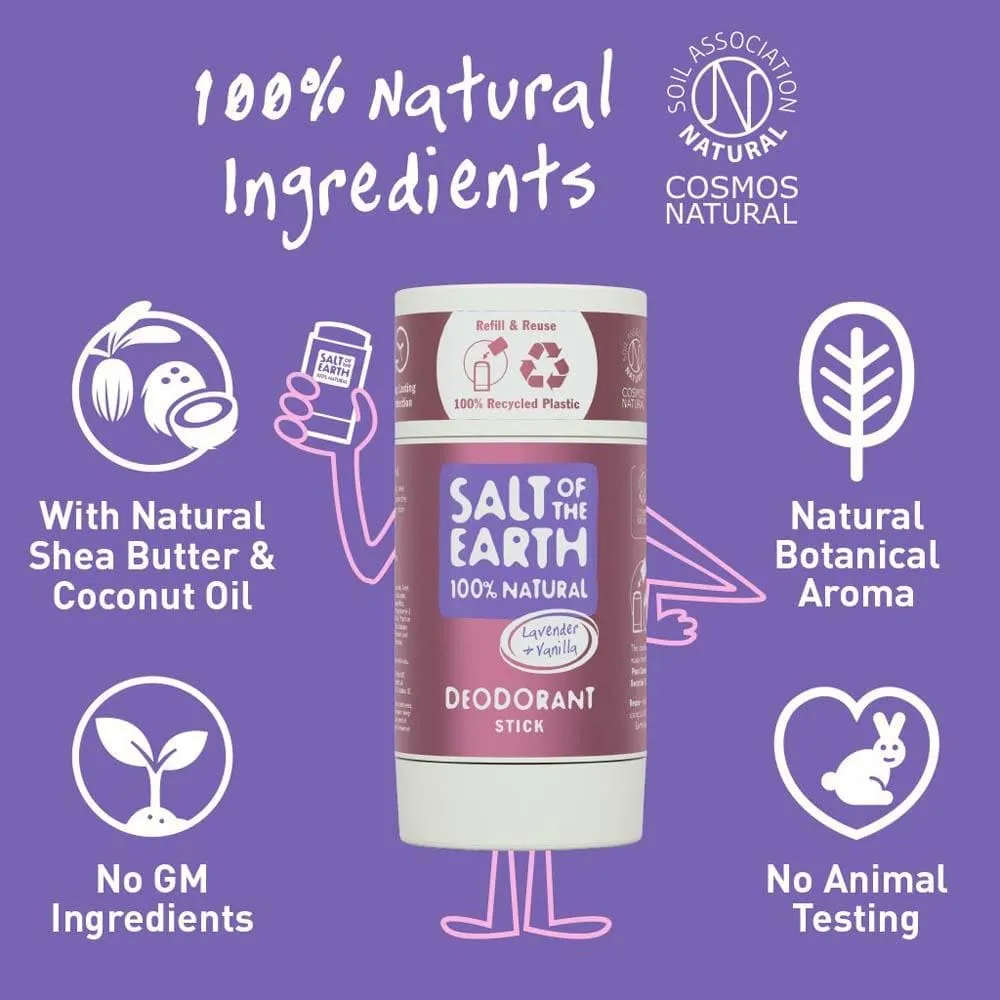 Salt of The Earth Natural Deodorant Stick (Refillable) - Lavender & Vanilla