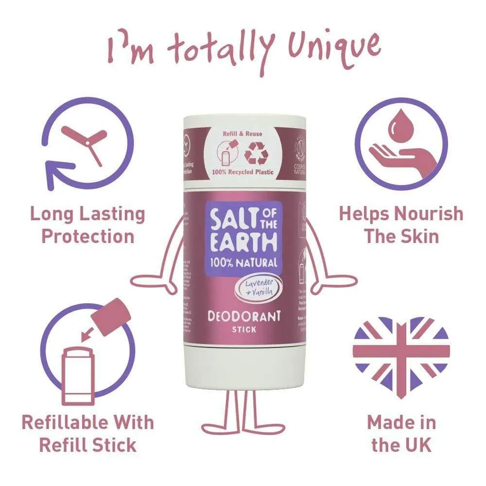 Salt of The Earth Natural Deodorant Stick (Refillable) - Lavender & Vanilla