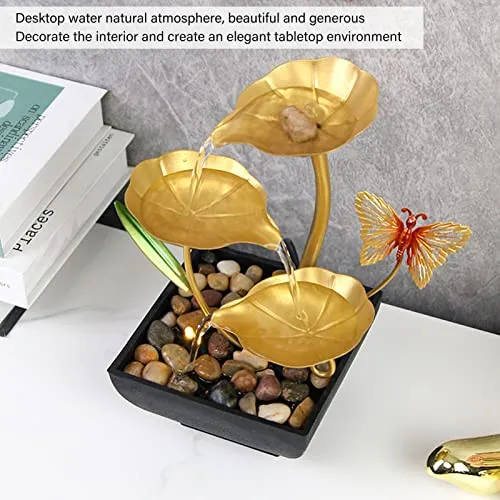 Ubersweet® Tabletop Fountain, Convenient Operation Three Gear Power Adjustment Indoor Water Fountain Lightweight Flowing Water Design for Living Room (EU Plug 220-240V)