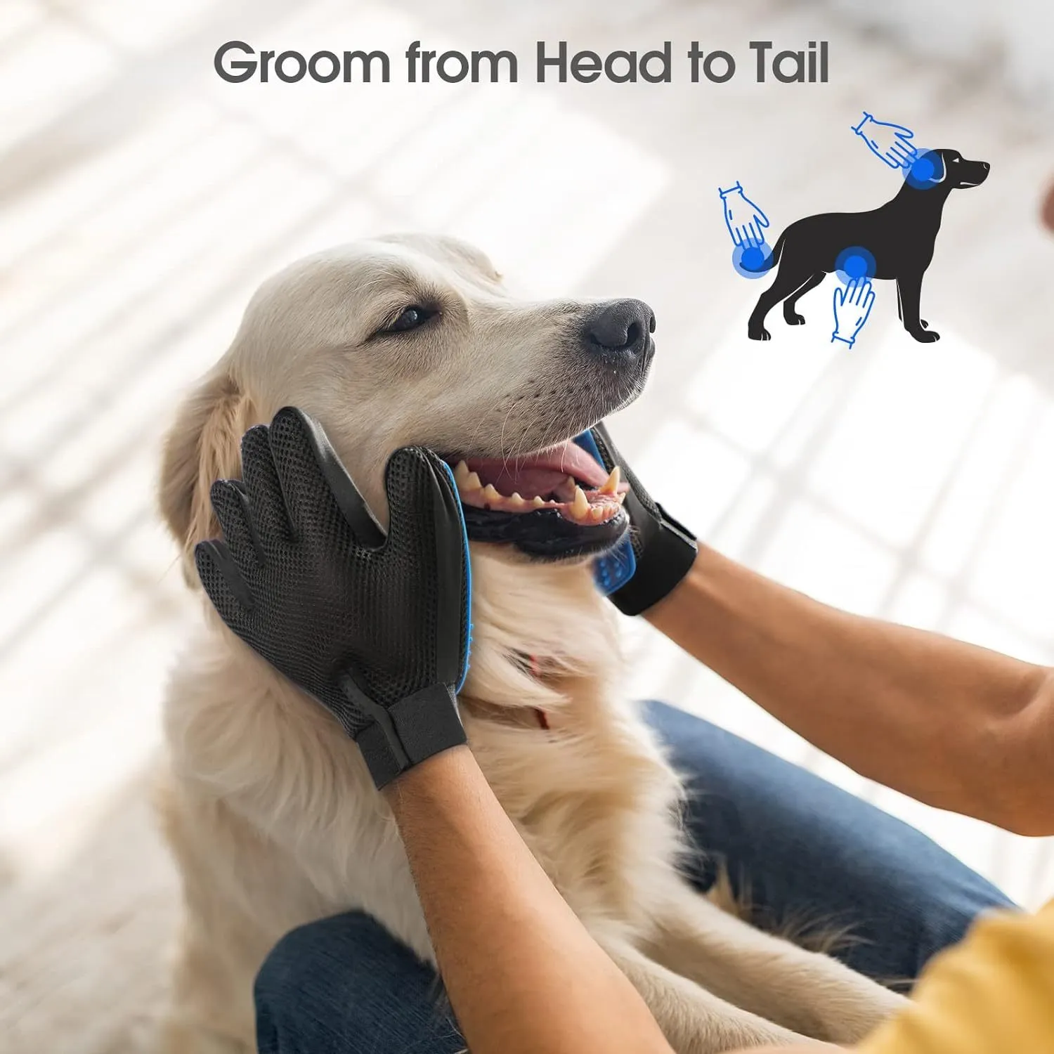 Upgrade Pet Grooming Gloves- Cat Brushes For Gentle Shedding - Efficient Pets Hair Remover Mittens